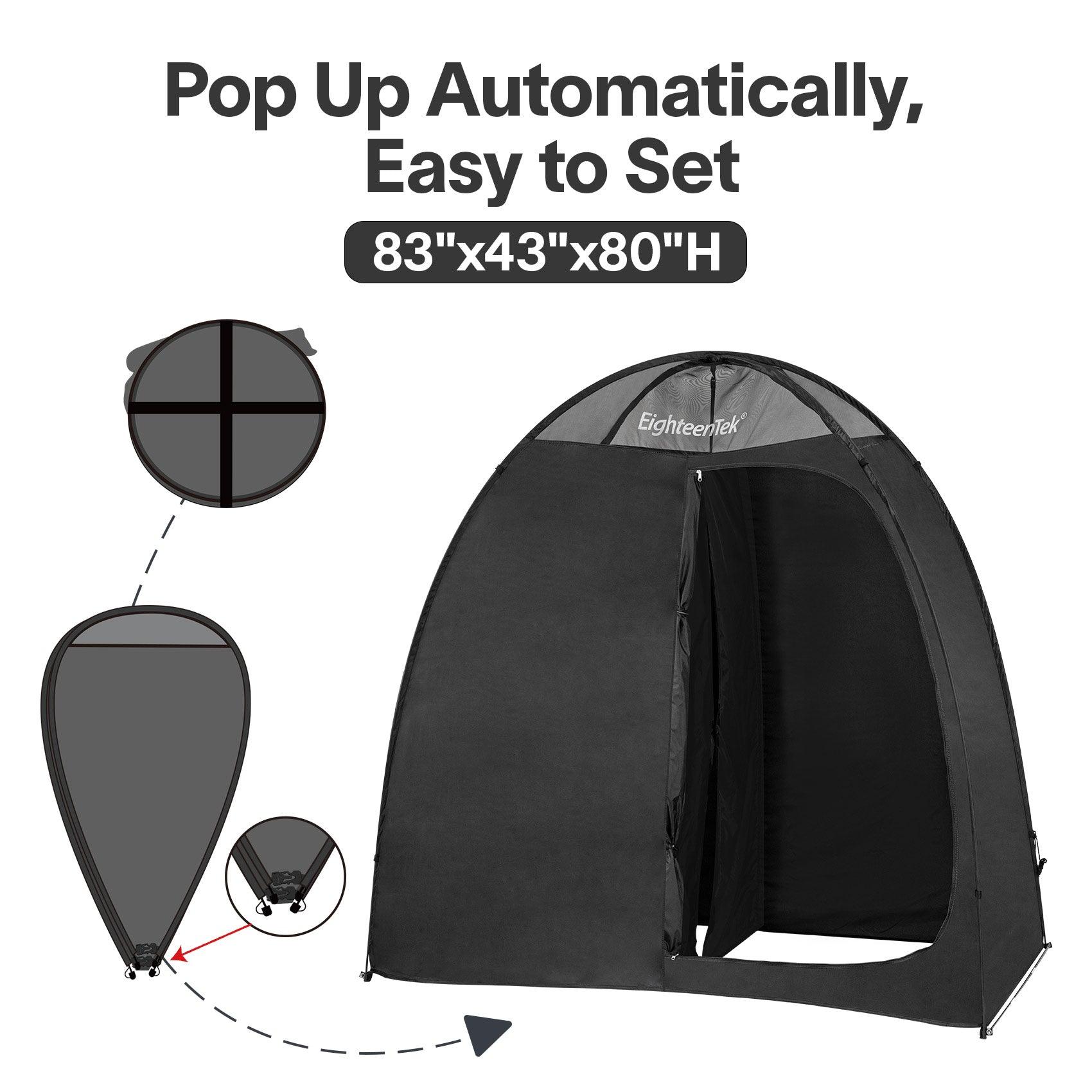 EighteenTek Pop Up Shower Tent Changing Room 2 Rooms Outdoor Camping Toilet Portable Privacy Dressing Shelter