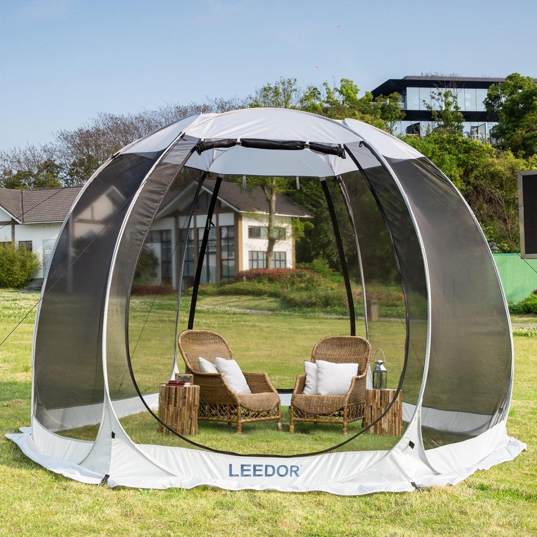 Leedor 10'x10' Gazebos for Patios Screen House Room 4-6 Person Canopy Mosquito Net Camping Tent Pop Up Sun Shade Shelter - Alvantor