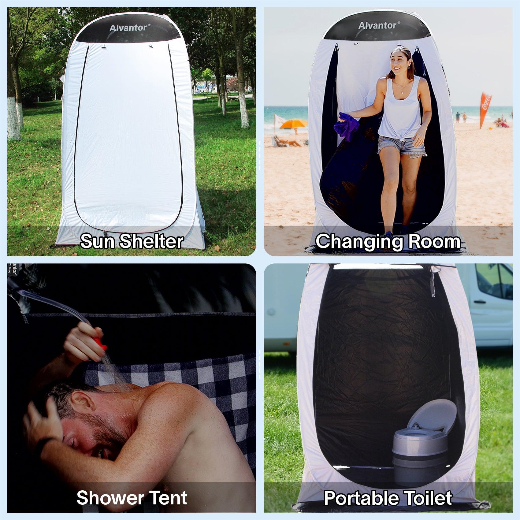 Portable Instant Pop Up Tent Camping Shower With Folding Toilet Portable  Chair