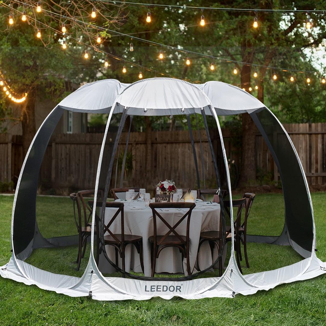 Leedor 12'x12' Gazebos for Patios Screen House Room 8-10 Person Canopy Mosquito Net Camping Tent Pop Up Sun Shade Shelter - Alvantor