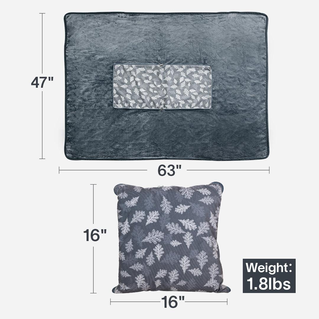 2-IN-1 Travel Blanket and Pillow combo set compact soft warm fleece