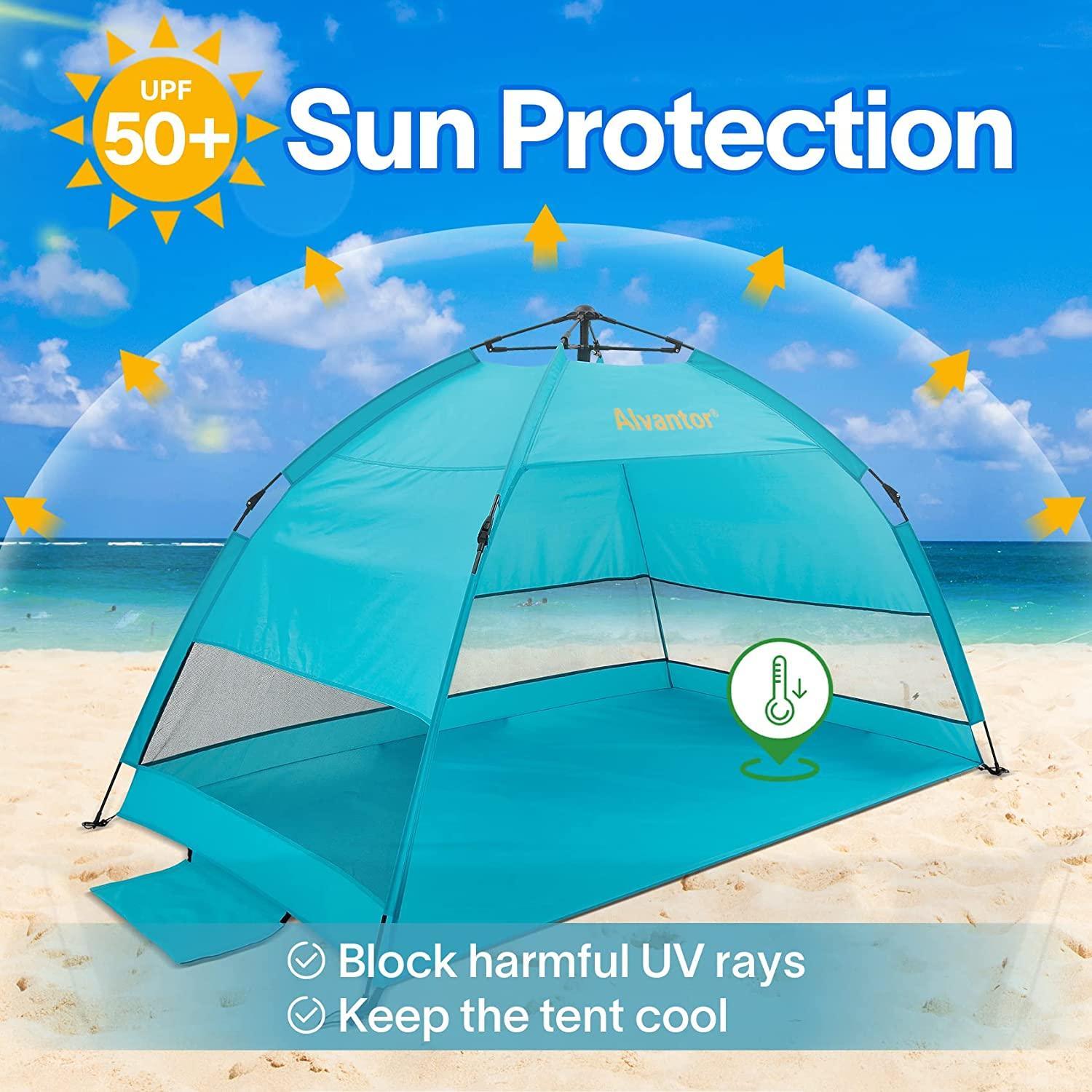 Wakeman upf50 pop up beach tent sun shelter blue reviews wayfair