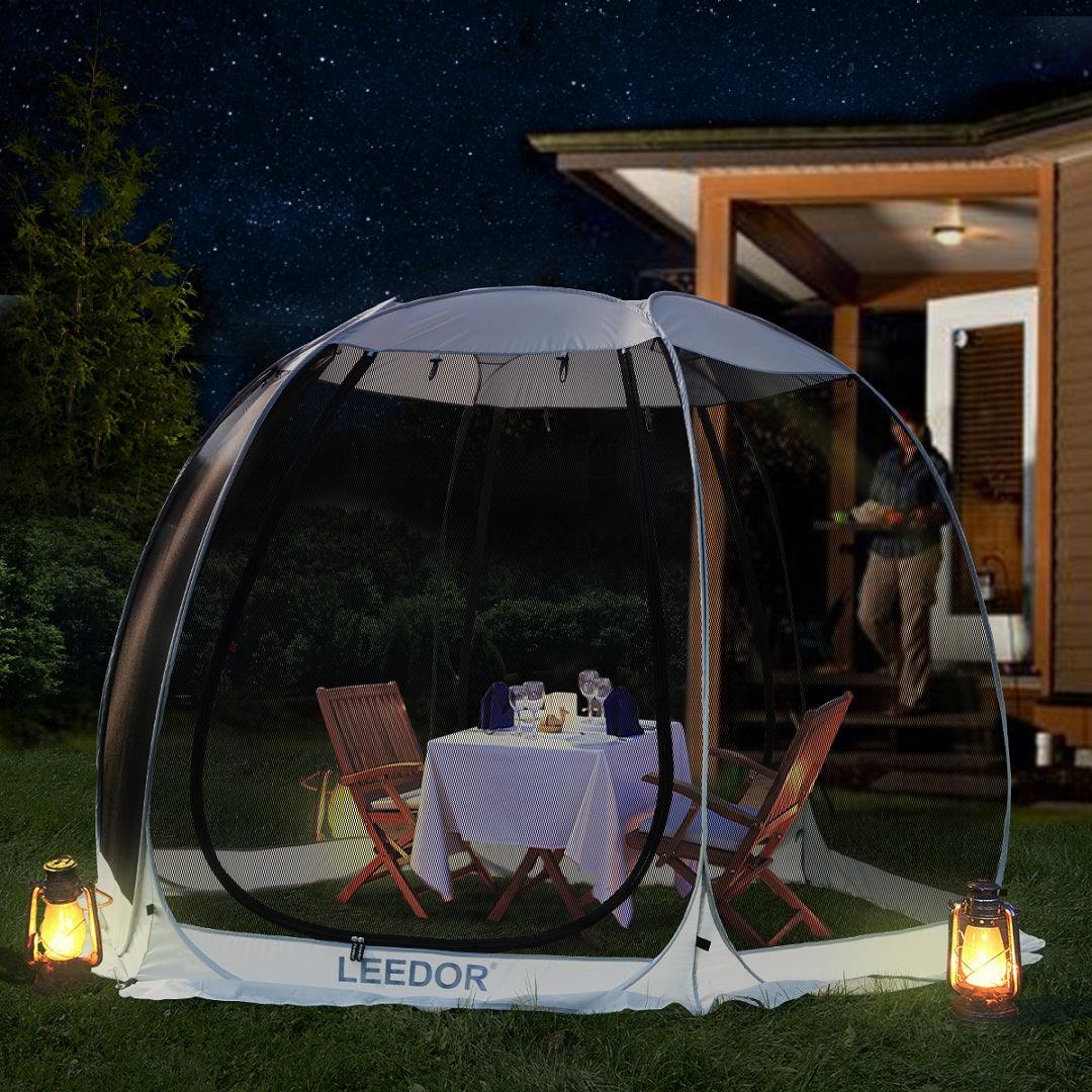Leedor 10'x10' Gazebos for Patios Screen House Room 4-6 Person Canopy Mosquito Net Camping Tent Pop Up Sun Shade Shelter - Alvantor
