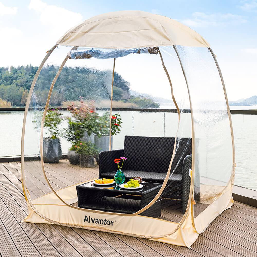 The alvantor bubble tent on the desk to keep your patio couch dry.