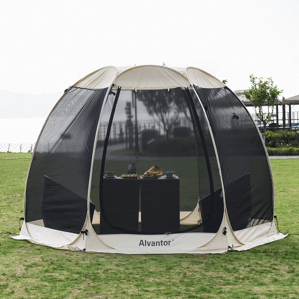 alvantor portable screen house tent with outdoor funitures inside
