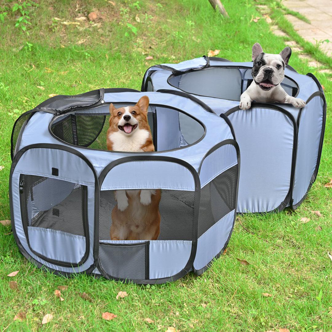 eighteentek 2 in 1 pet playpen suits 2 pets confortablly inside