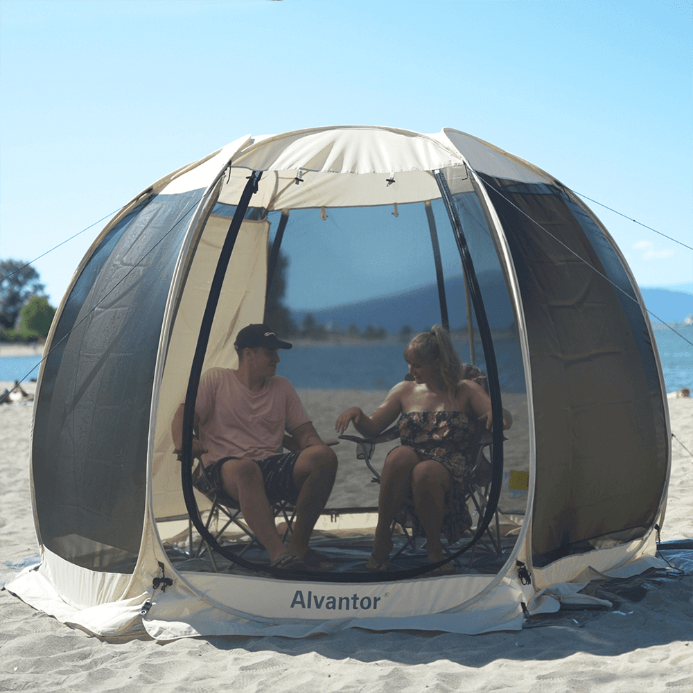 alvantor pop up screen room as beach shelter