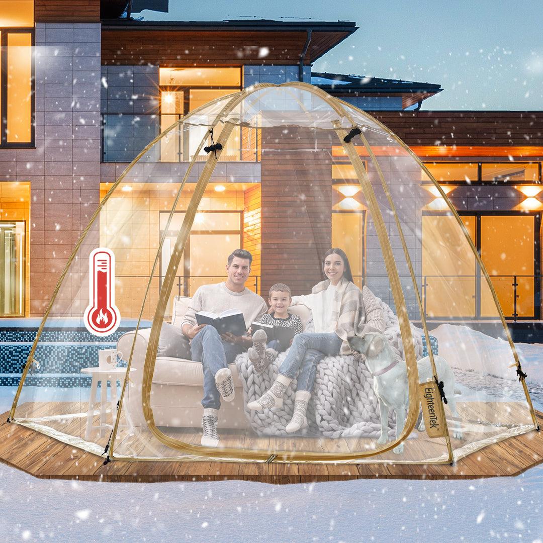 10'x10' Pop up bubble tent as outdoor warm shelter for family